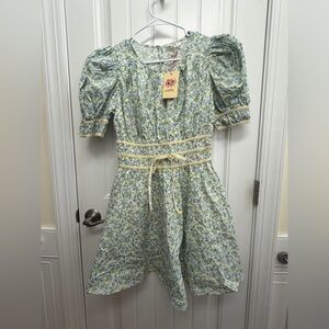 Entro Blue and Cream Floral Kids Dress